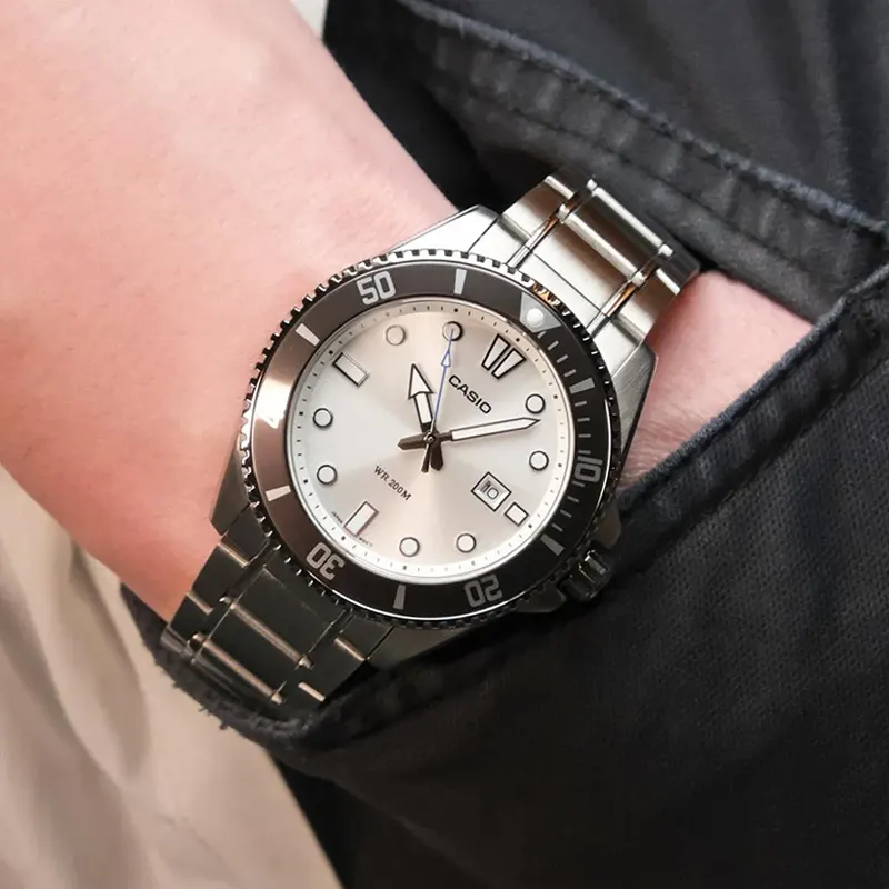 Casio Duro Diver's 200M White Dial Casual Men's Watch- MDV-107D-7AV